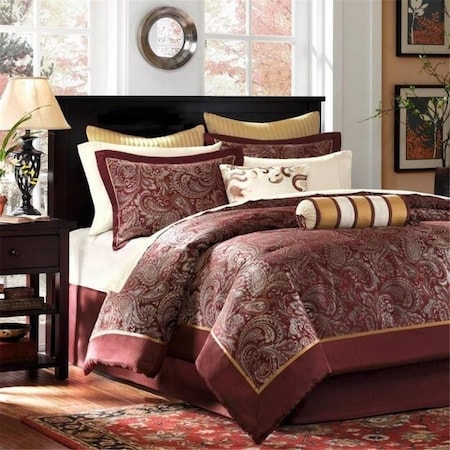 Madison Park Madison Park MP10-321 Madison Park Aubrey 12 Piece Complete Bed Set; Red - Cal King MP10-321